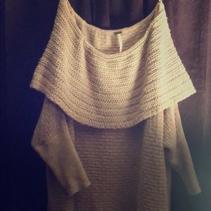 Blush colored free people off the shoulder sweater